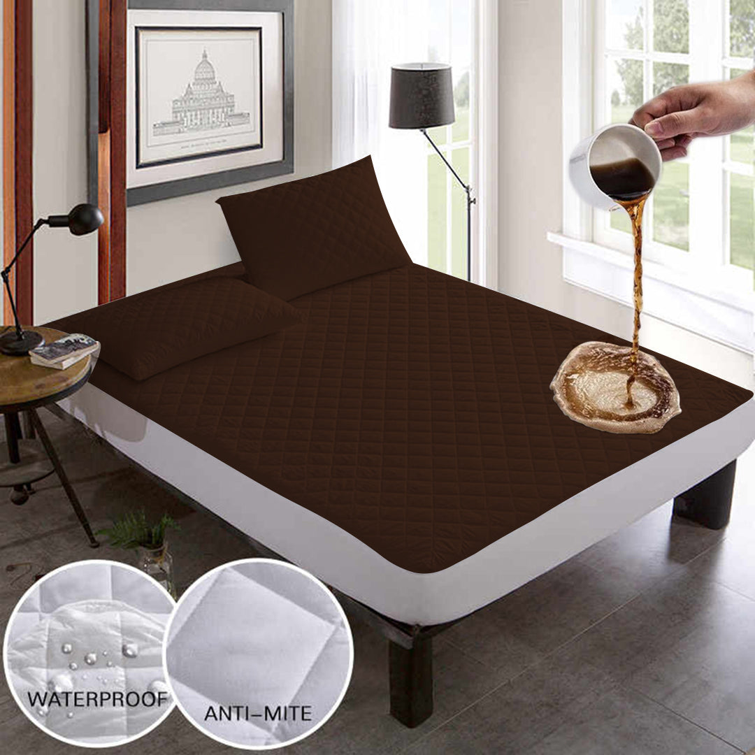 Ultra Soft Cotton Quilted 100% Waterproof Mattress Protector (Dark Brown)