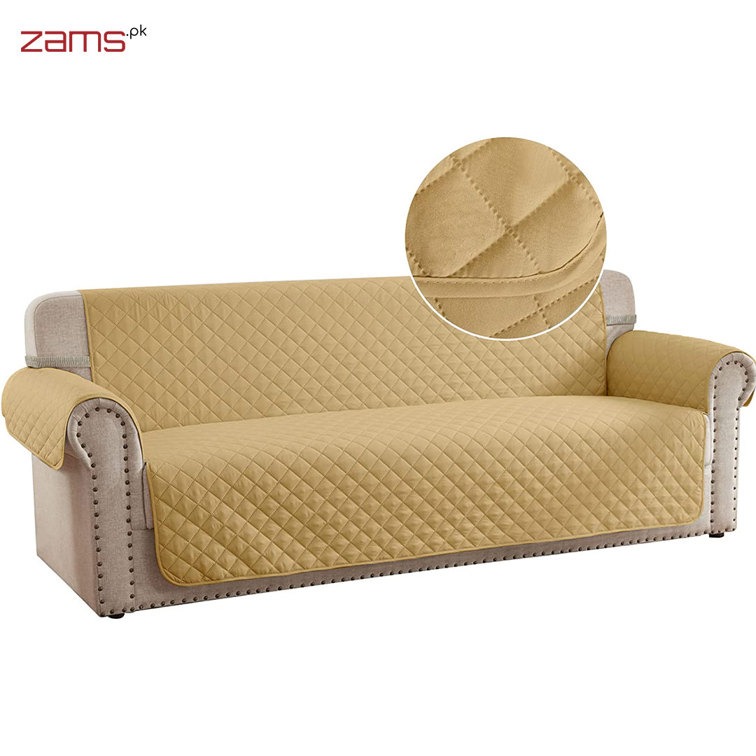 COTTON QUILTED SOFA RUNNER - SOFA COAT (BEIGE SKIN YELLOW)