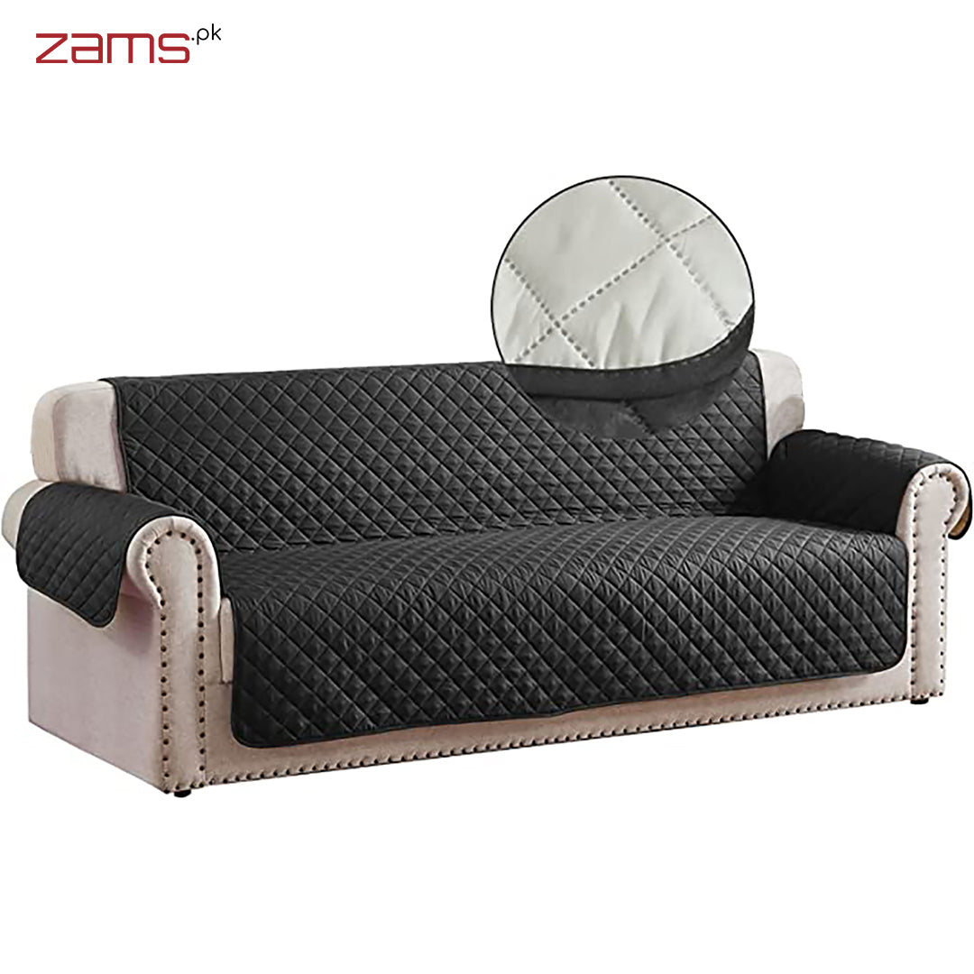 COTTON QUILTED SOFA RUNNER - SOFA COAT (BLACK)