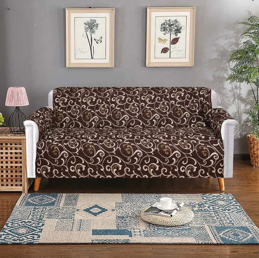 PRINTED QUILTED SOFA RUNNER - SOFA COAT (DARK  BROWN)