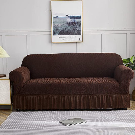 Zebra Velvet Sofa Cover (Dark Brown)