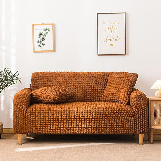 Fitted Style Bubble Sofa Covers - Copper