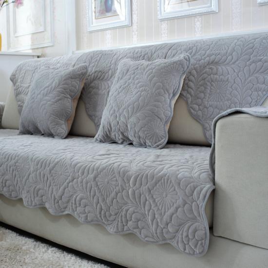 ULTRASONIC SUPER SOFT SOFA COVER LIGHT GREY FLOWER