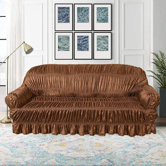 TWILL JERSEY SOFA COVER - ELASTIC SOFA COVER (COPPER BROWN)